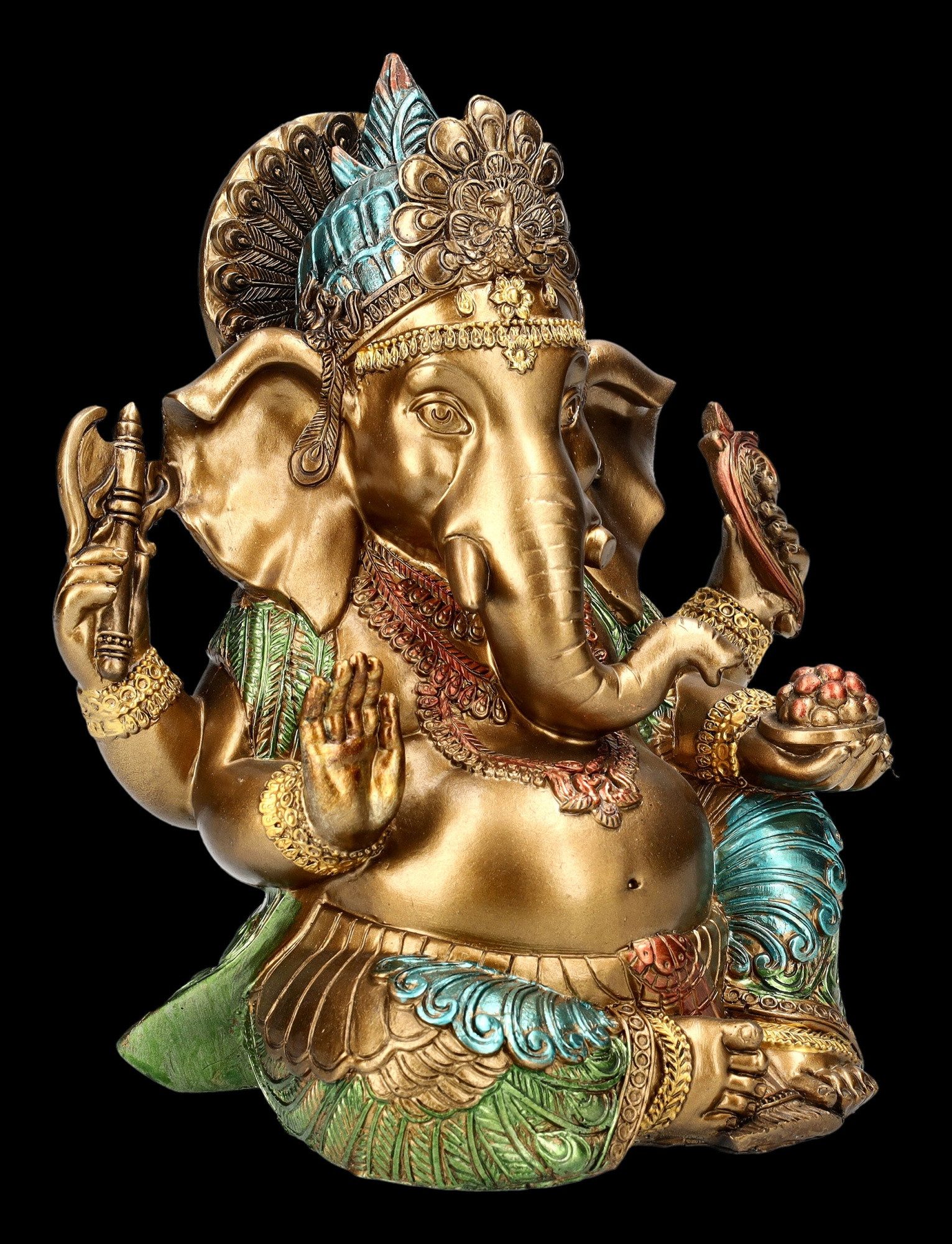 Figuren Shop GmbH Dekofigur Ganesha Figur mit vier Händen - Mythologie Deko günstig online kaufen