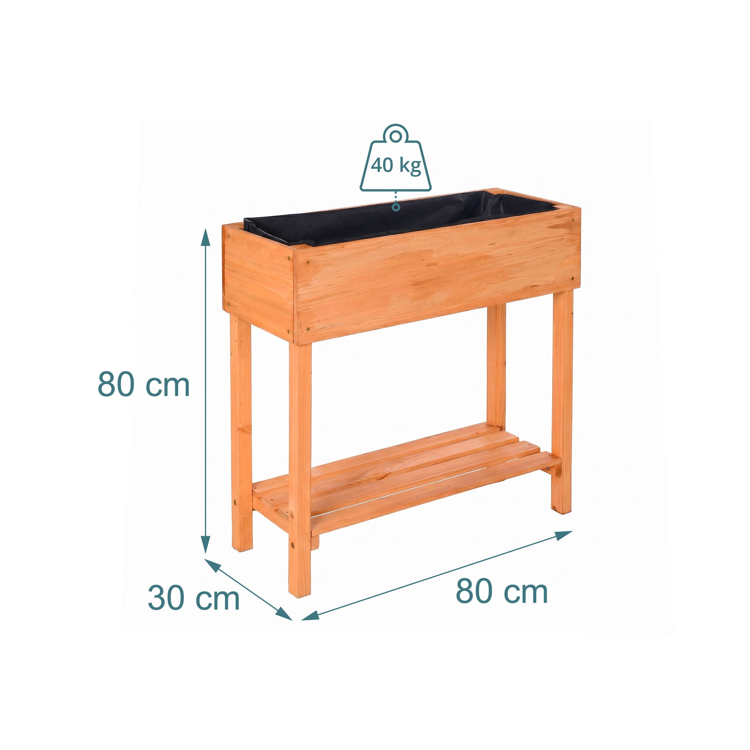 relaxdays Hochbeet aus Holz mit Ablage (1 St), orange – Bild 4 von 5
