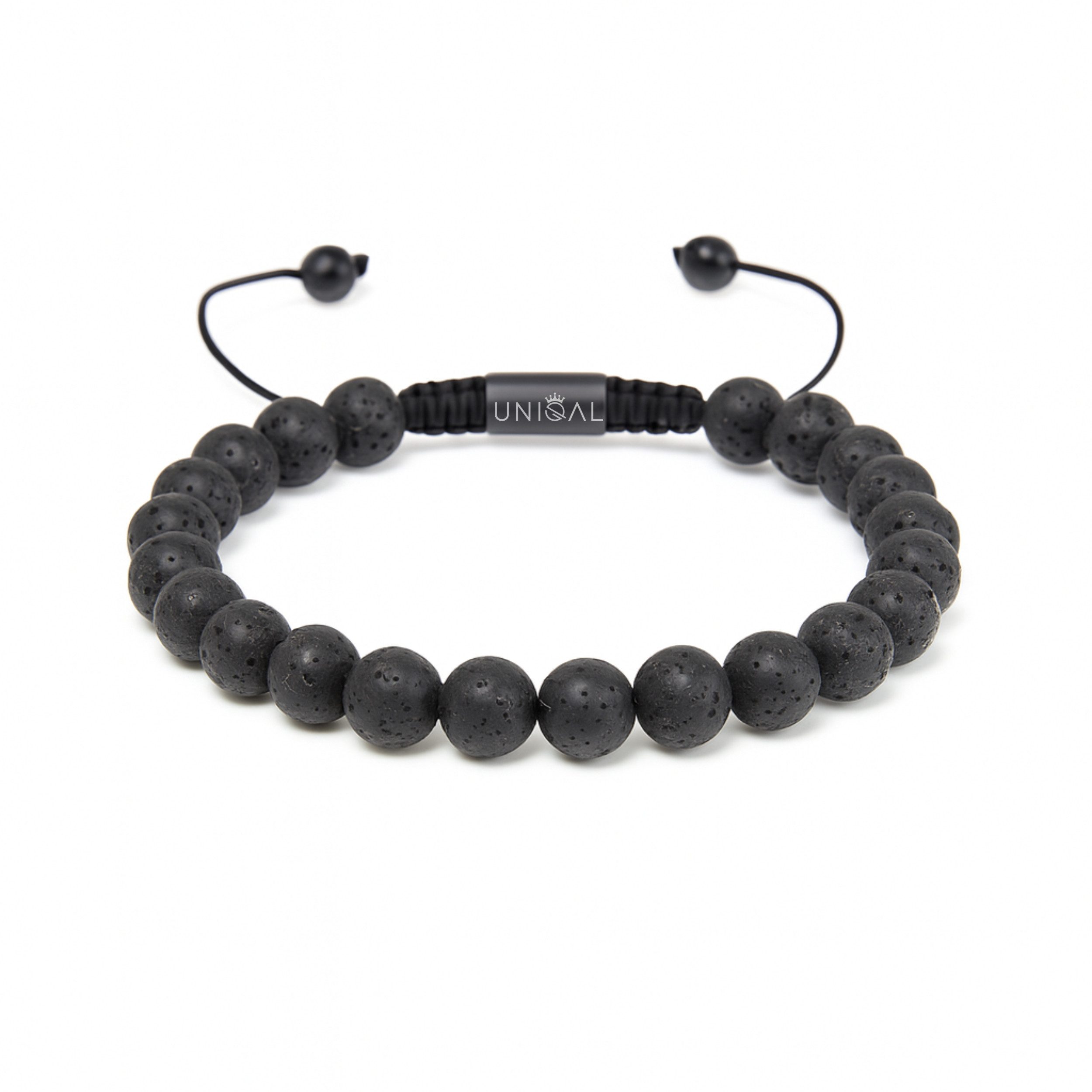UNIQAL.de Perlenarmband aus Natur- & Edelstein – Unisex, 8 mm (einreihiges Natursteinarmband, verschiedene Farben & Steinsorten), verstellbar, handgefertigt