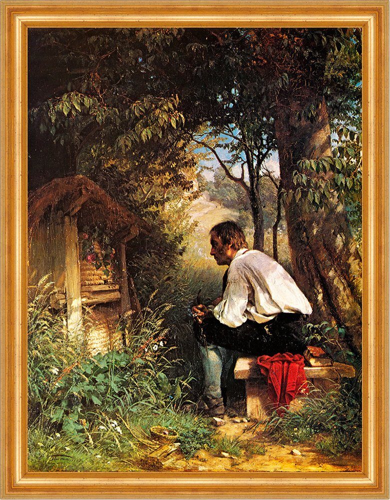 BillerAntik Kunstdruck Der Bienenfreund Hans Thoma Imker Bienenstock Natur Ruhe Rast H A3 009, (1 St)