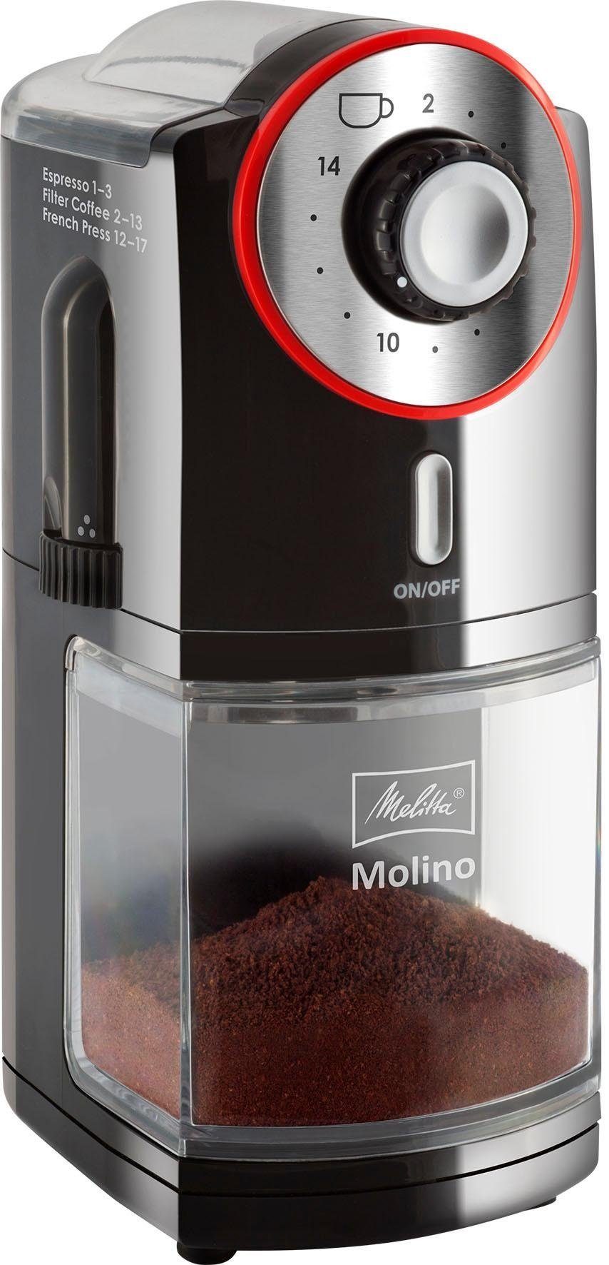 W, Bohnenbehälter 100 g 200 Melitta Kaffeemühle 1019-01, Molino® Scheibenmahlwerk,