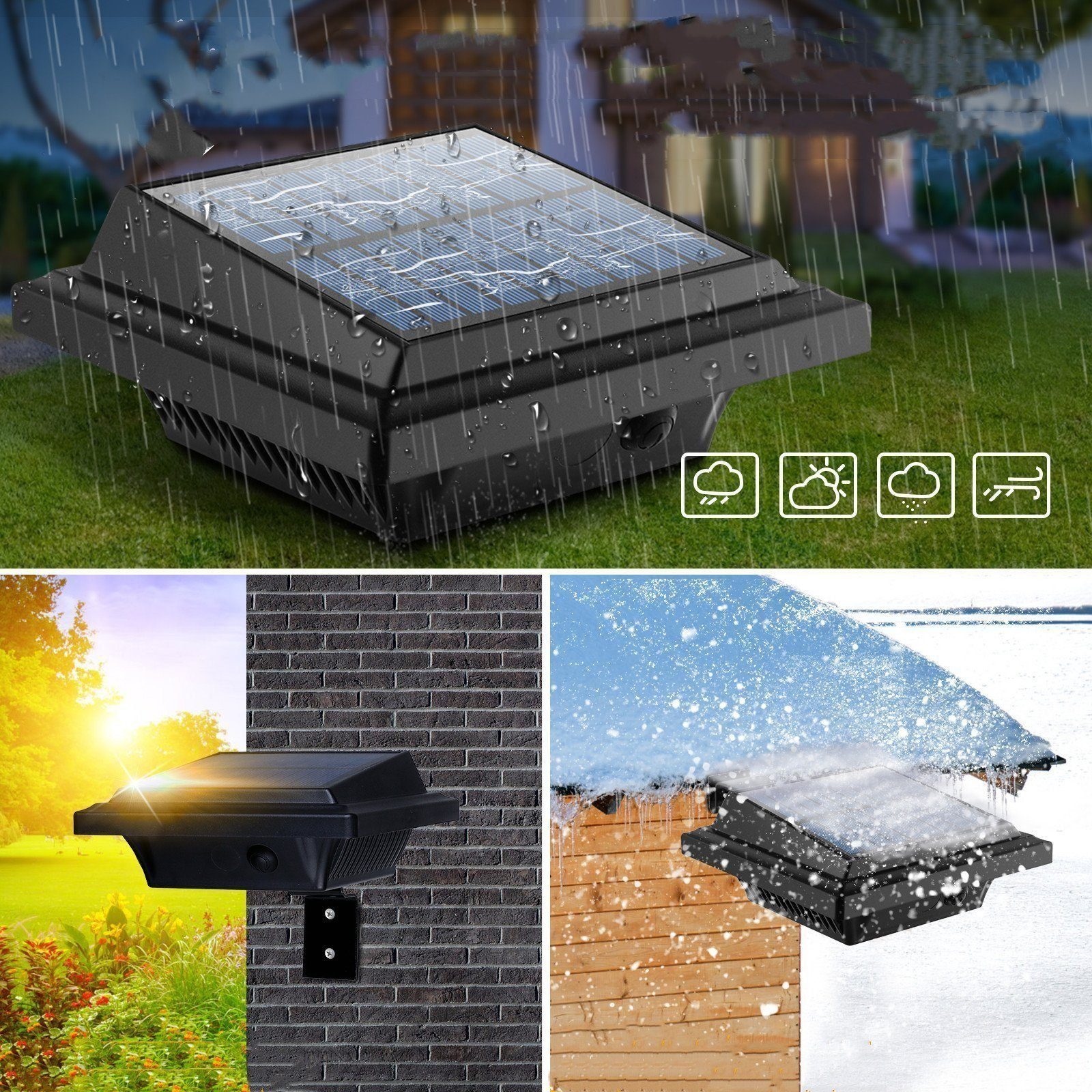 4Stück Dachrinnenleuchte Wegeleuchte LED 40LEDs Solarleuchten Haus, für Zaun, Coisini Dachrinnen Bewegungsmelder