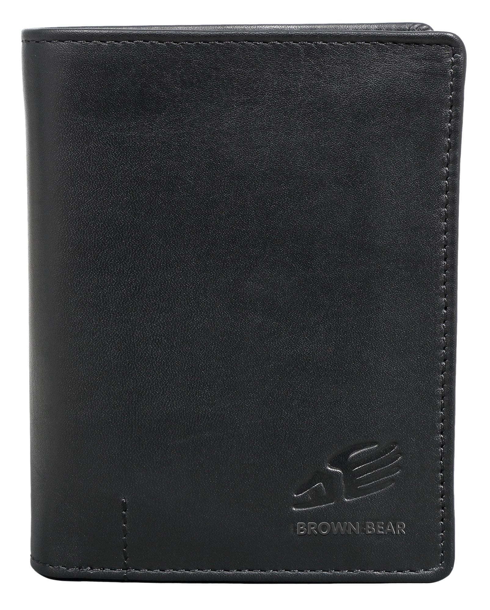 Brown Bear Sichtfach Geldbörse IBP Unisex Schutz Reißverschlussinnenfach 11 Schwarz Echtleder, RFID Kartenfächer Schwarz Nappa 2051