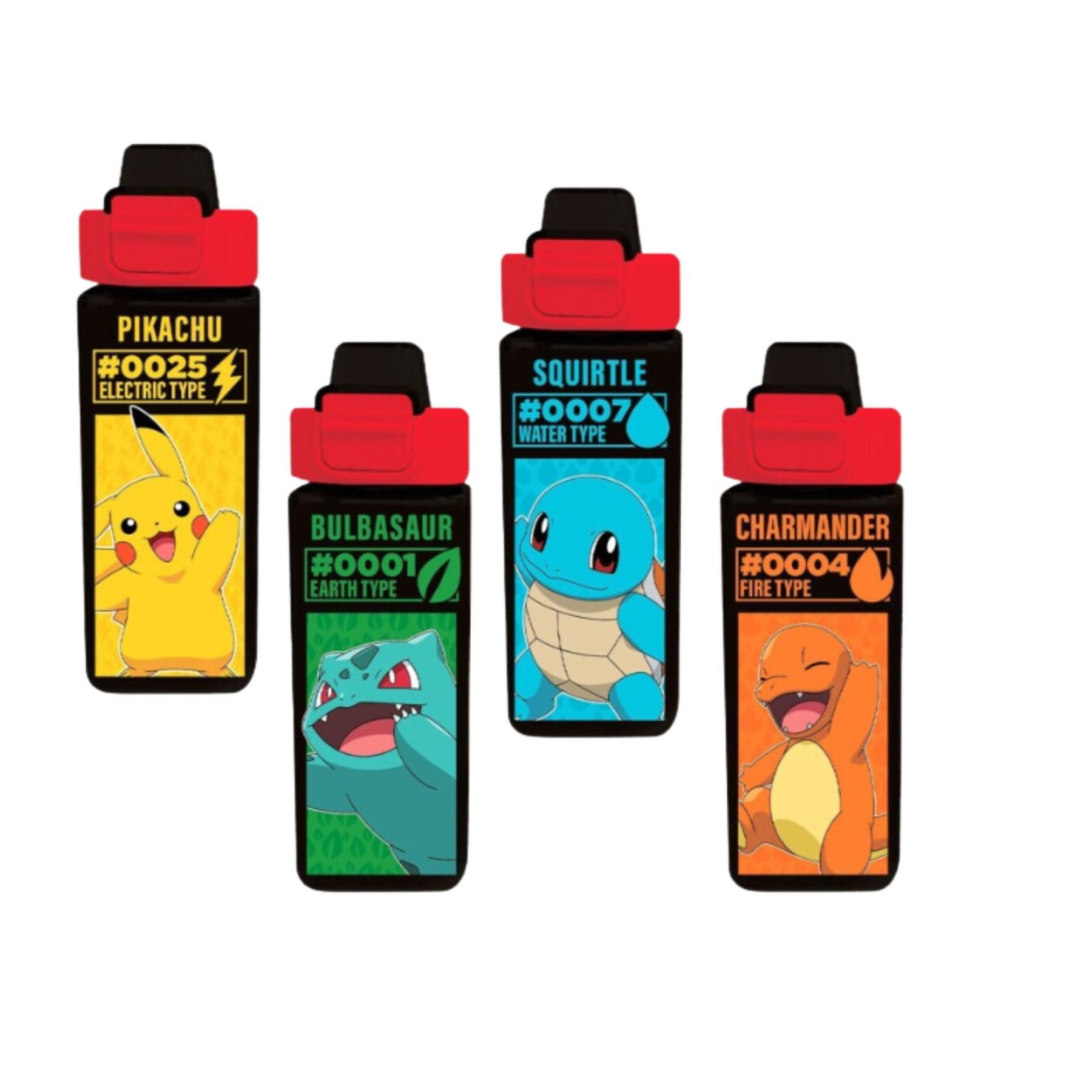 POKÉMON Trinkflasche Quadratisch ideal für unterwegs, perfekt für Schule und Freizeit