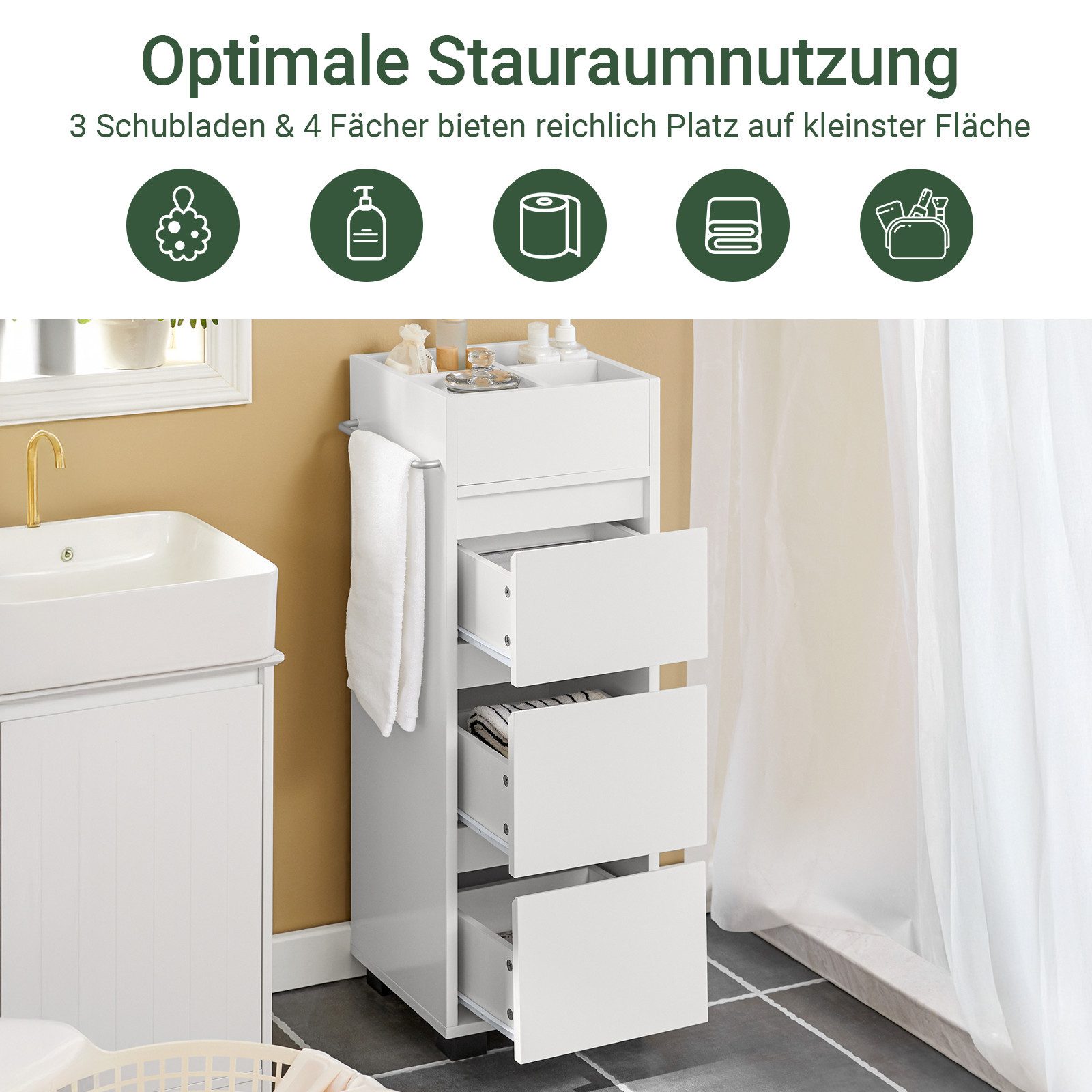 SoBuy Midischrank BZR29, Badschrank schmal, Badezimmerschrank Badkommode Be günstig online kaufen