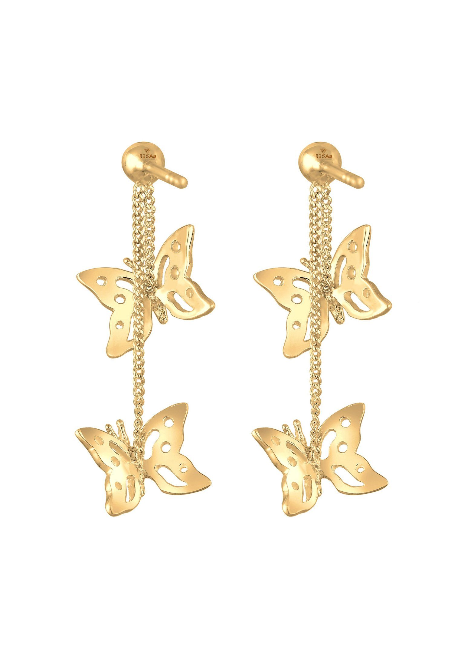 Elli Silber Schmetterling Natur Gold Paar Ohrhänger 925, Schmetterling Kristalle