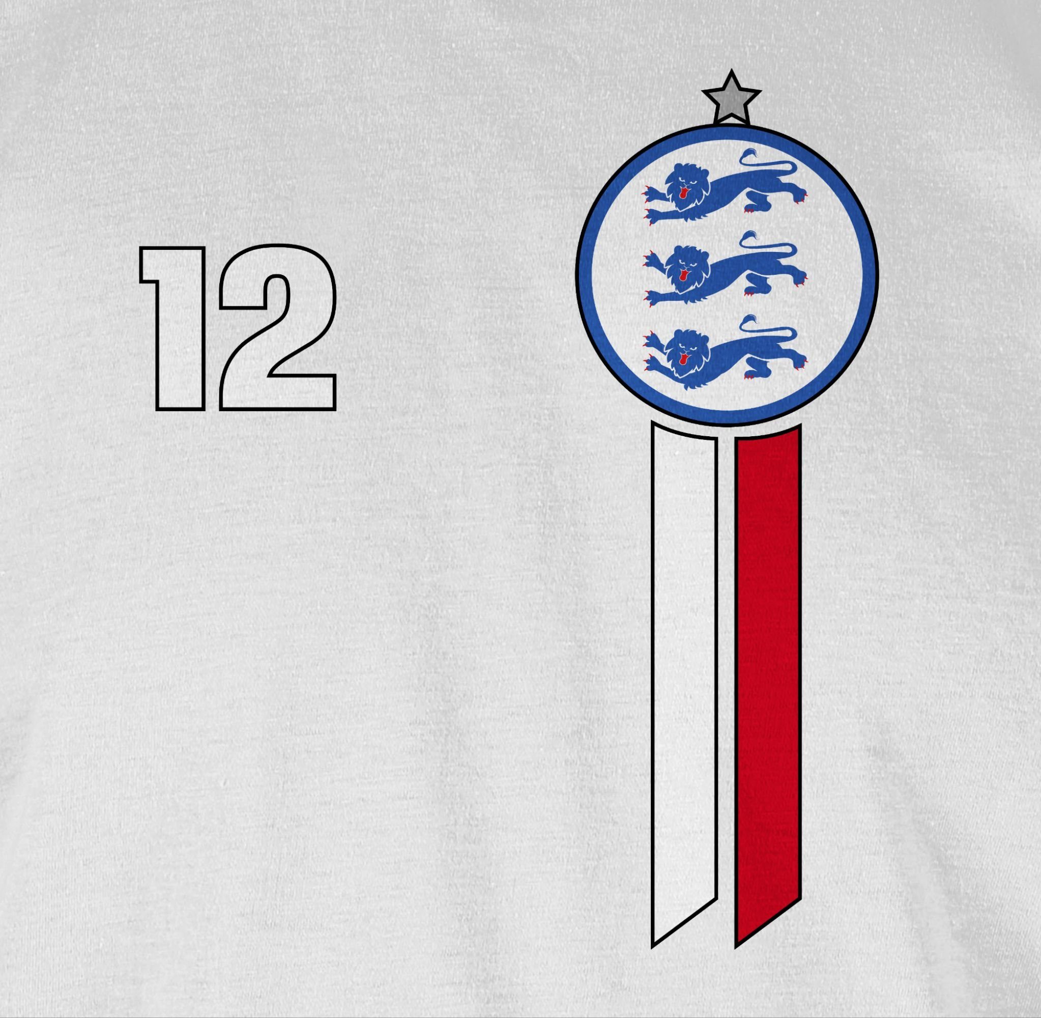 12. EM England Shirtracer 2024 01 Emblem Fussball Mann Weiß T-Shirt