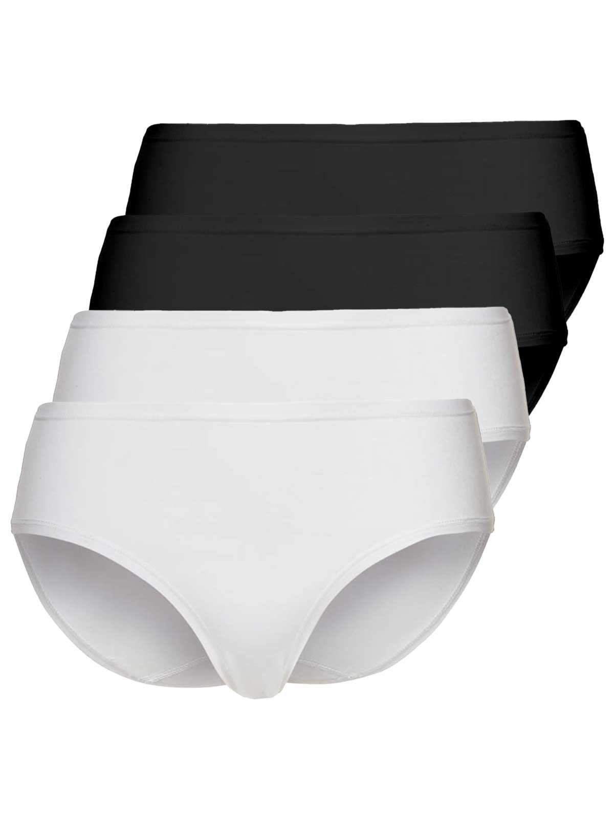 CASUAL 4er COMFORT 2xweiss Hüftslip Slip Sassa 2xschwarz Sparpack (Spar-Set, 4-St) Zwickel Midi