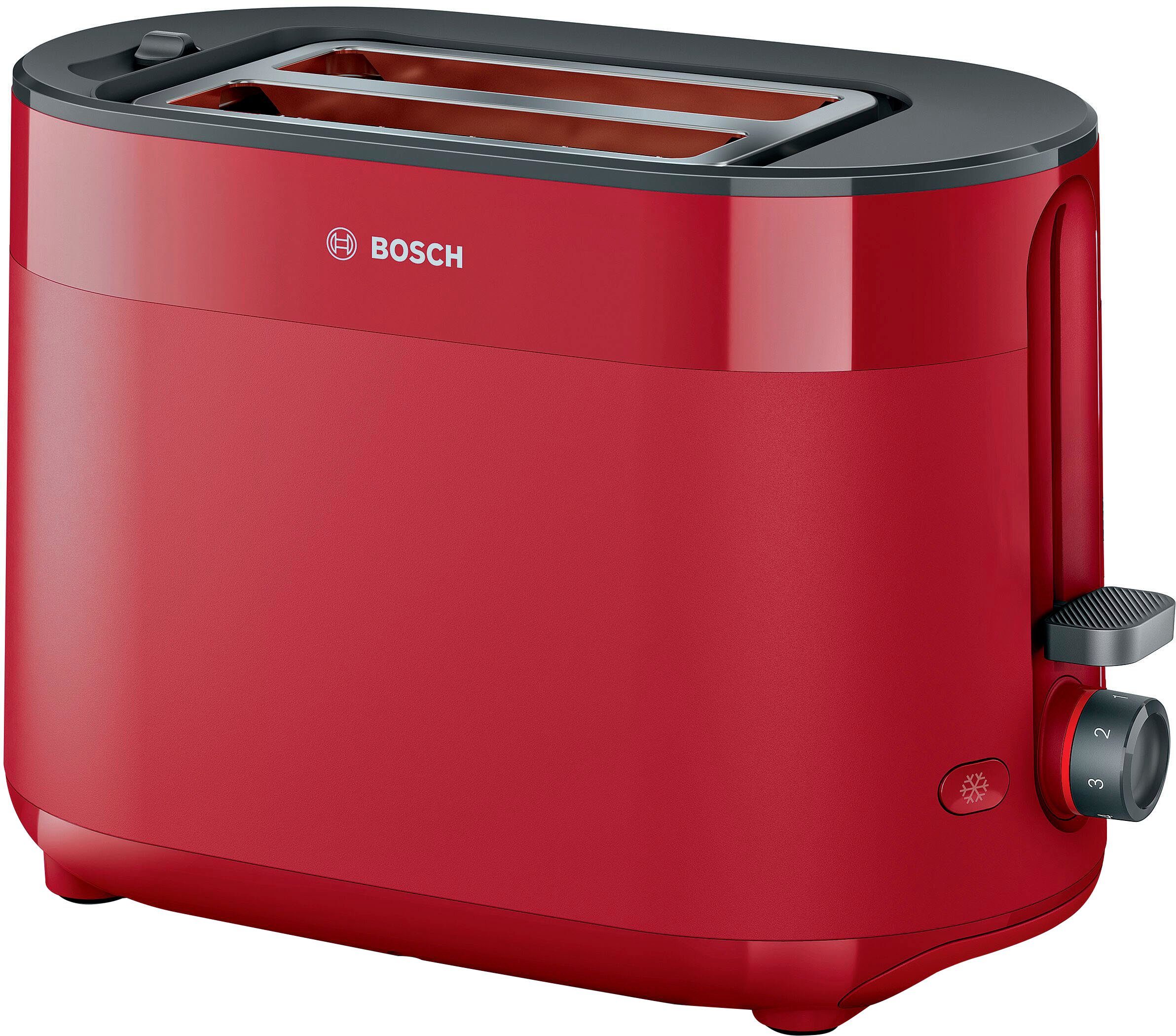 BOSCH Toaster MyMoment TAT2M124, 2 W, Auftaufunktion, 2 Brötchenaufsatz, 950 Brotzentrierung, AutoOff für Schlitze, Scheiben, integrierter