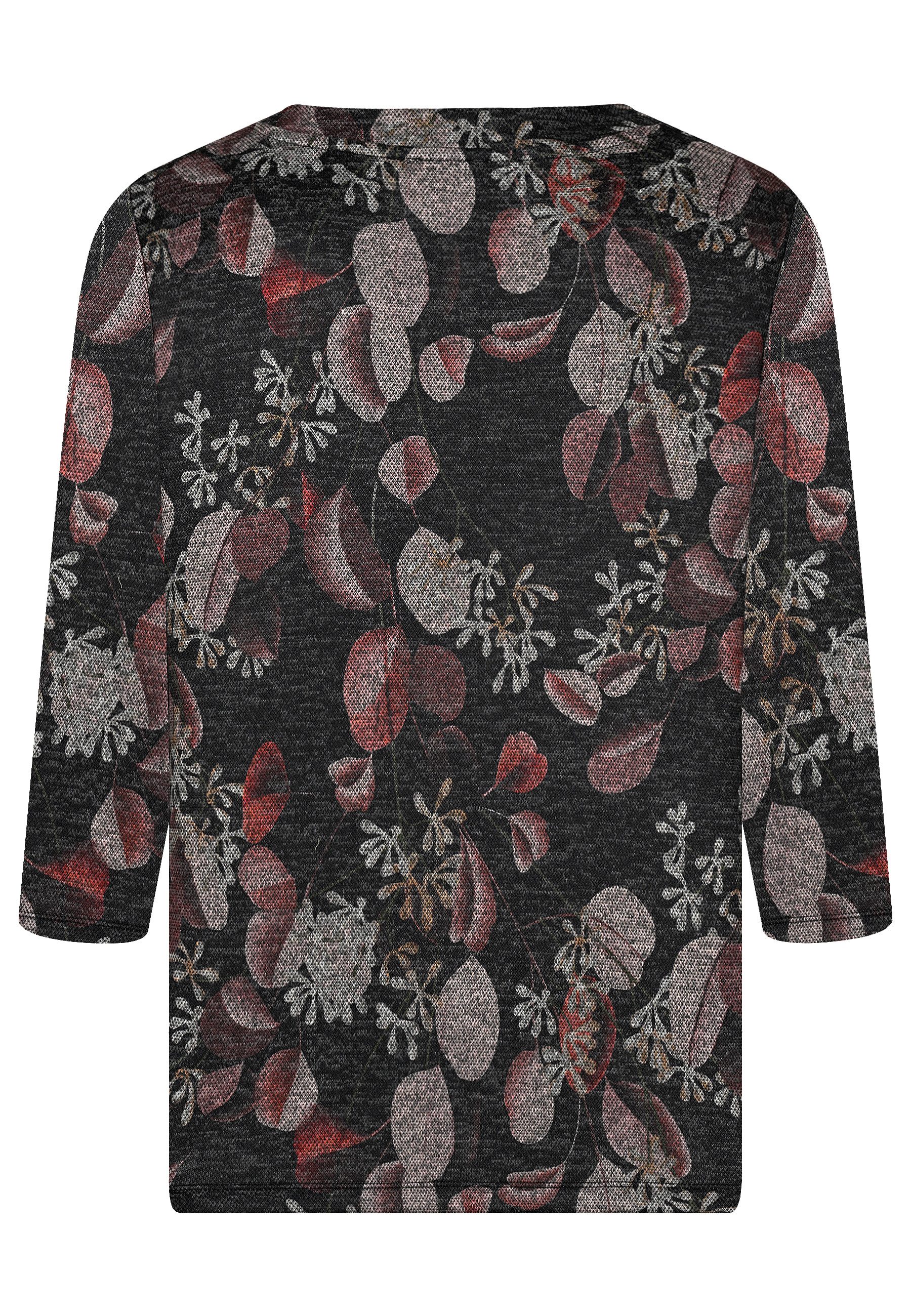 elanza T-Shirt Shirt mit Blätter-Print in Schwarz/Braun (1-tlg) günstig online kaufen