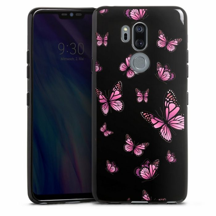 DeinDesign Handyhülle Schmetterling Muster Motiv ohne Hintergrund Schmetterlinge Pink LG G7 ThinQ Silikon Hülle Bumper Case Handy Schutzhülle