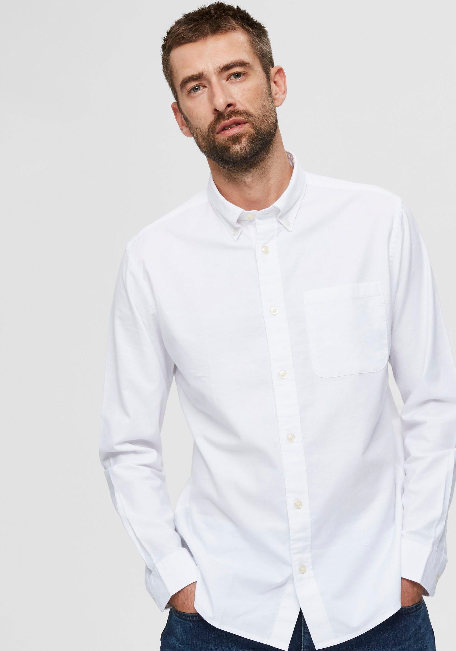 Selected Langarmhemd SLHREGRICK-OX SHIRT LS NOOS Baumwolle, regular fit günstig online kaufen