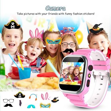 Kesasohe Kinder Telefon mit SIM Karte Anruf SOS 26 Spiele Kamera Smartwatch (320 * 320 cm), Wecker Taschenlampe Recorder, Kinderuhr für Jungen Mädchen Student