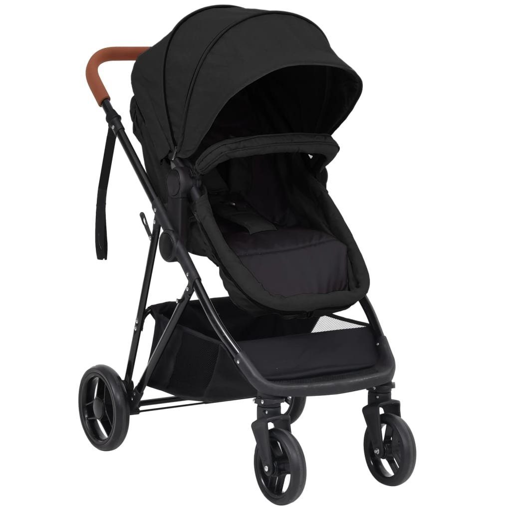 Anthrazit vidaXL Kinder-Buggy Schwarz und 3-in-1 Stahl Kinderwagen