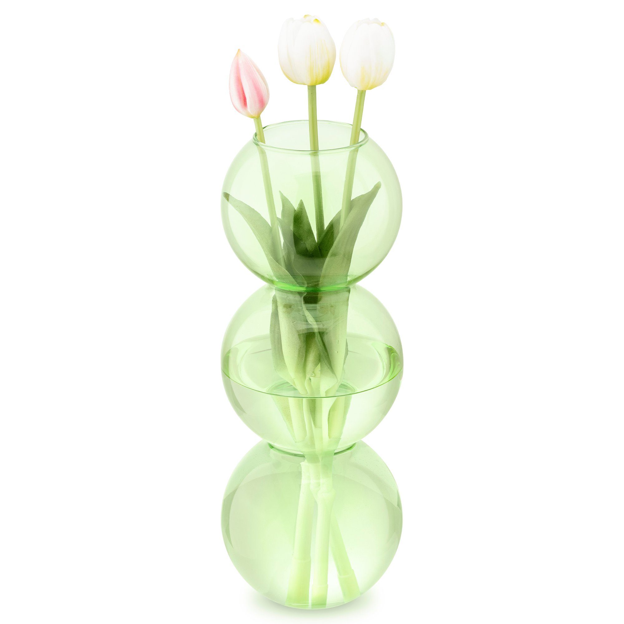 Navaris Dekovase Deko Vase modern grün - Wohnzimmer Blumenvase - Glasvase Blasenform