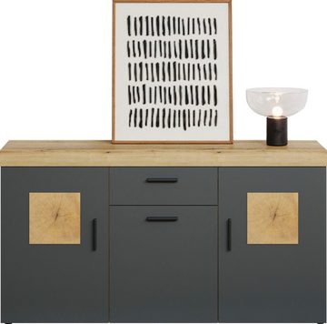 Home affaire Sideboard Tyler (Packung, 1 St), Mit Hirnholzapplikationen - Aufgebaut (B/T/H): 160/42/86 cm