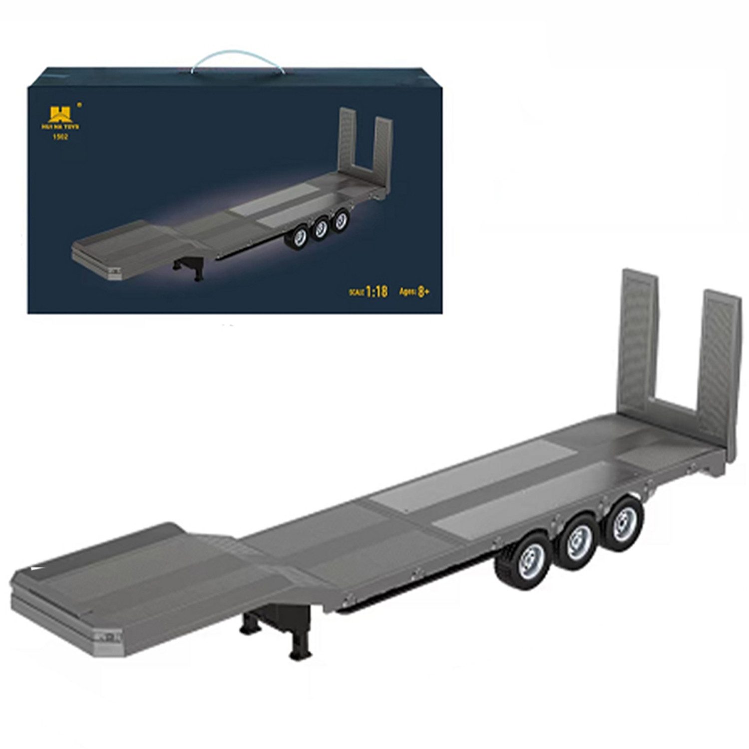 Esun RC-LKW Kunststoff-Sattel anhänger Flach Bett, für 1:18 RC Traktor LKW 770S (SET, Komplettset), Inklusive wiederaufladbarem Akku und USB-Ladekabel