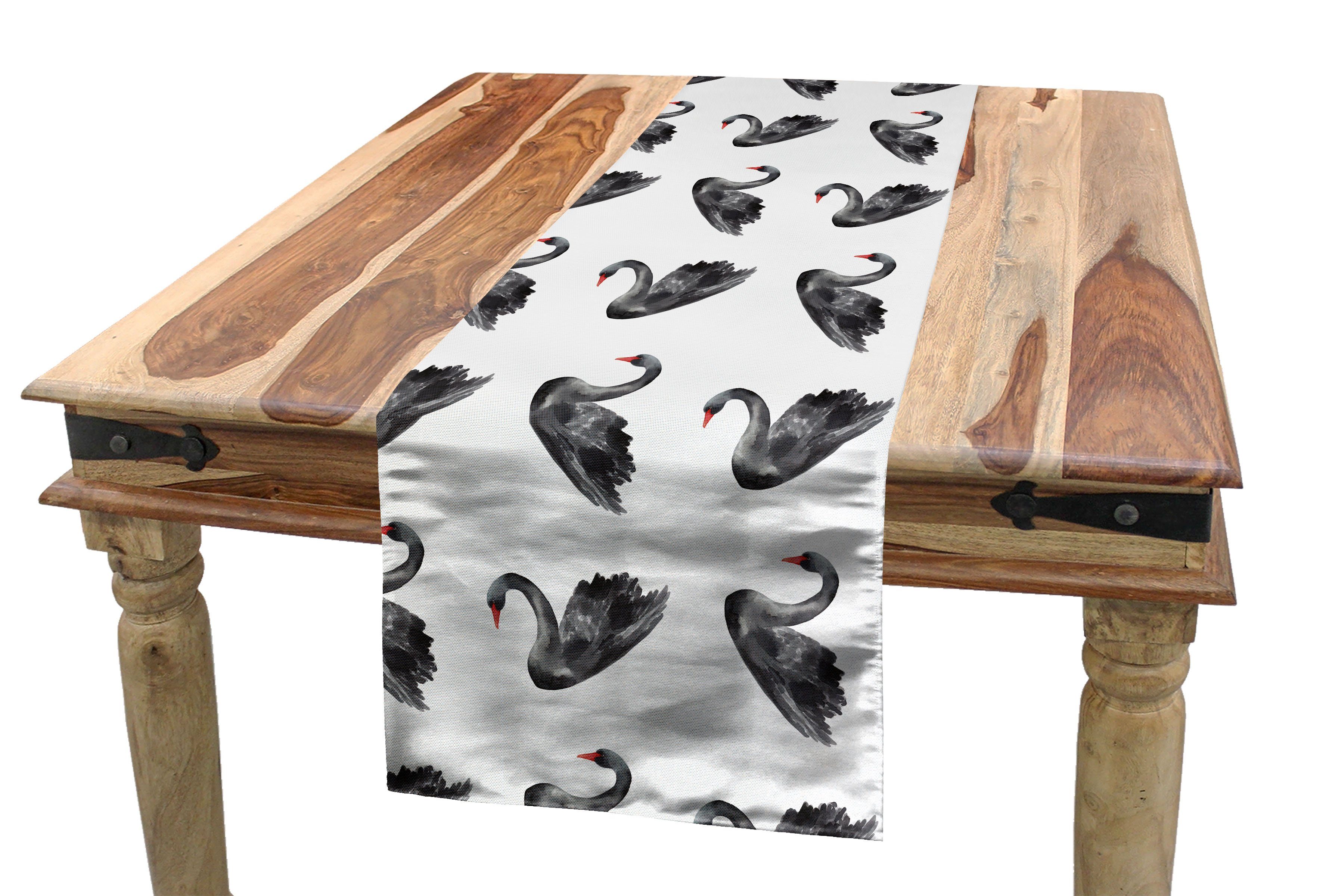 Abakuhaus Tischläufer Esszimmer Küche Rechteckiger Dekorativer Tischläufer, Schwan Aquarelle Black Birds | Tischläufer