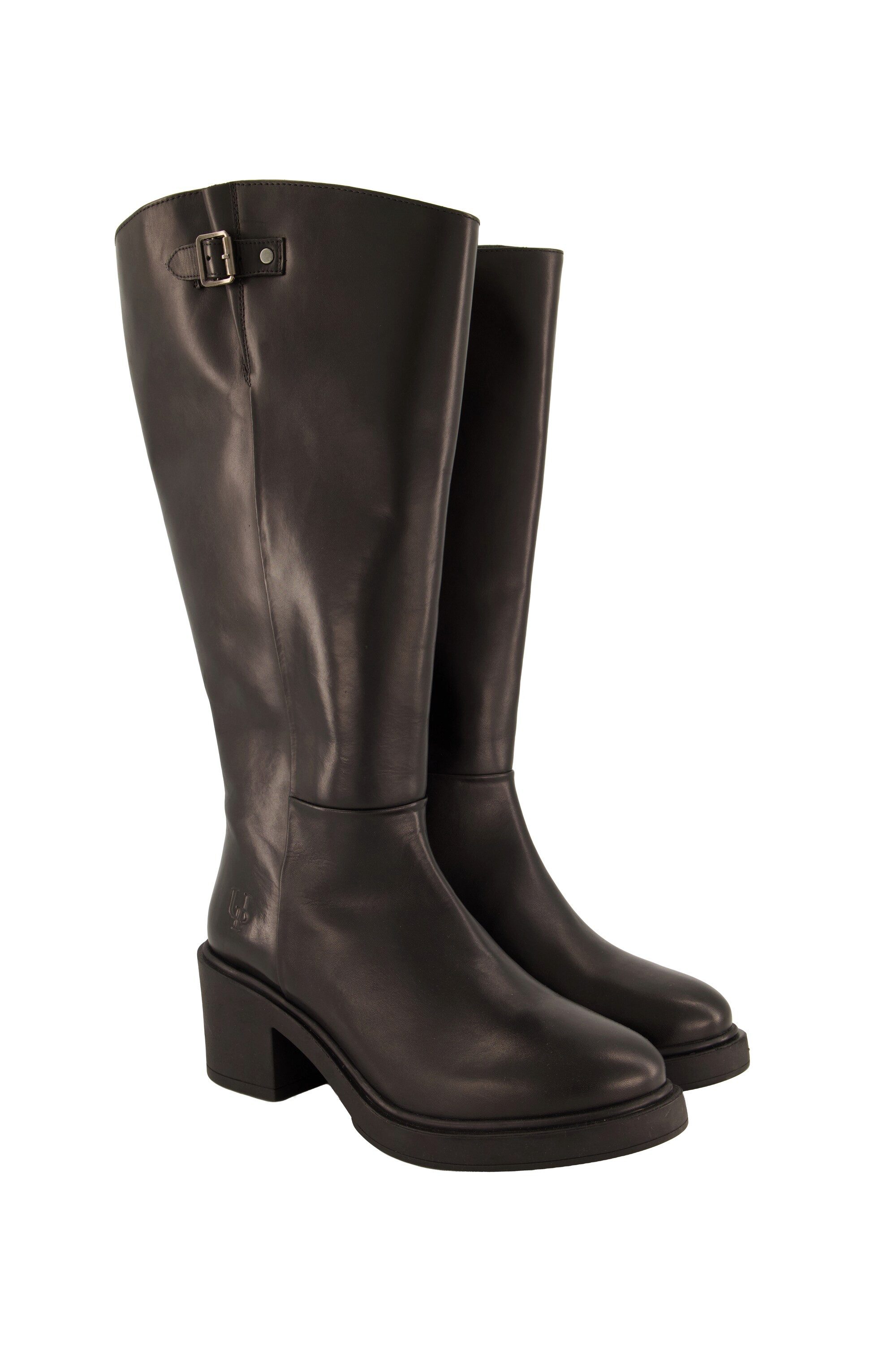 Ulla Popken Leder-Plateaustiefel 3XL-Schaft Wechselfußbett Stiefel
