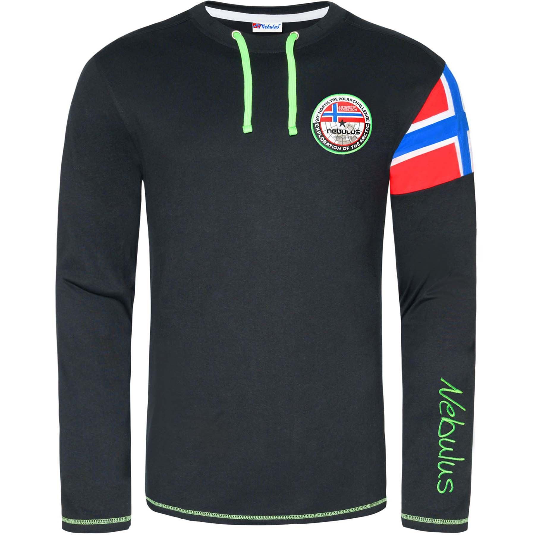 Nebulus Langarmshirt FRERK, P4690 - Herren, schwarz-grün, XXL günstig online kaufen
