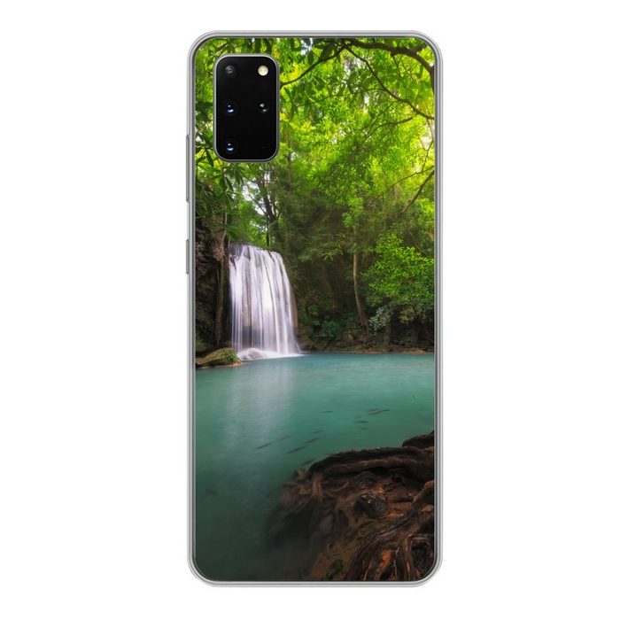 MuchoWow Handyhülle Das azurblaue Wasser mit einem Wasserfall im thailändischen Phone Case Handyhülle Samsung Galaxy S20 Plus Silikon Schutzhülle
