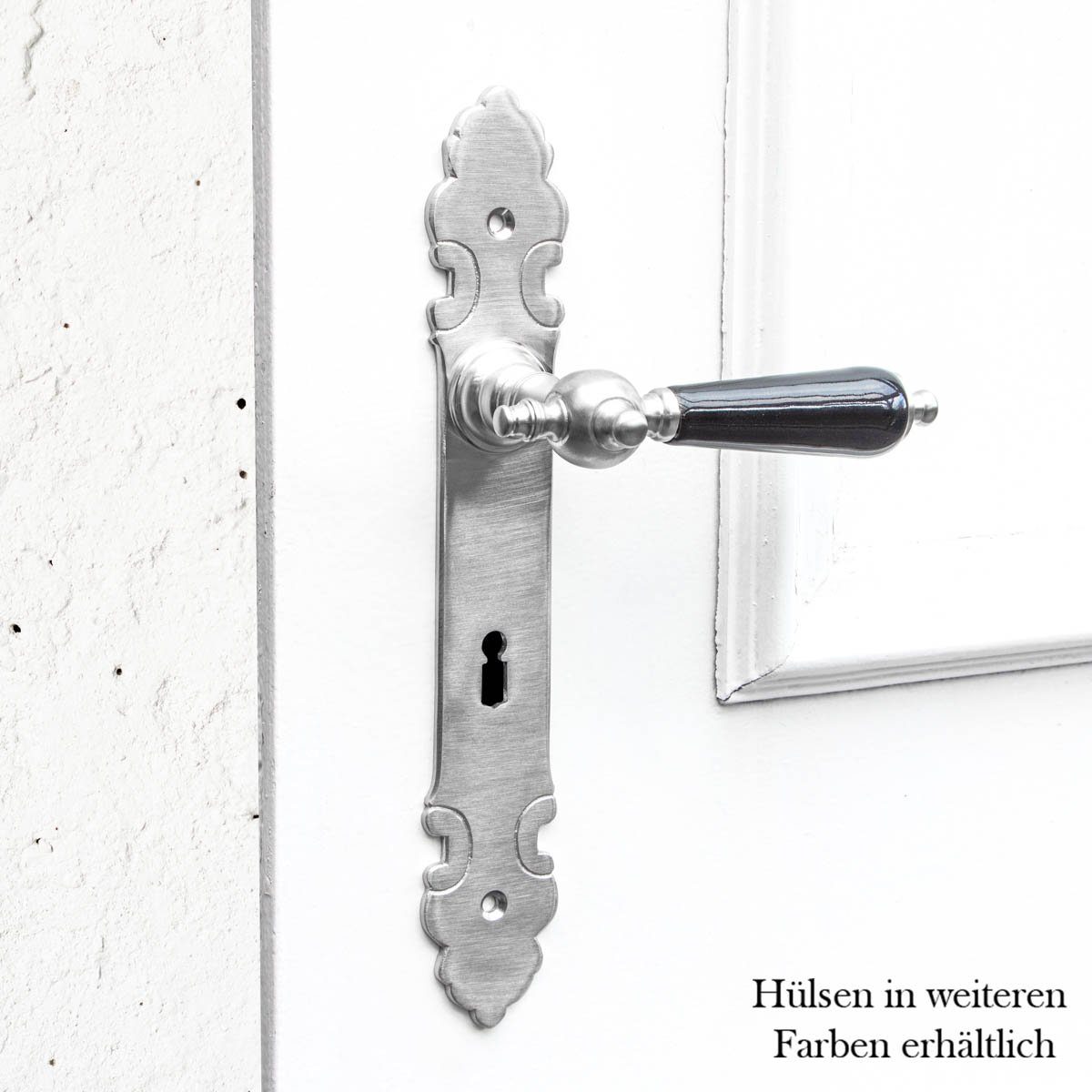 Antikas Türbeschlag Drückergarnitur mit Langschildern für Haustüren-Porzellangriff, BB72