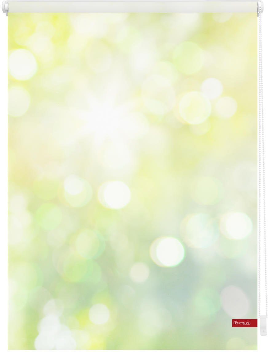Seitenzugrollo Rollo Klemmfix, ohne Bohren, Verdunkelung, Lichtspiel - Grün Gelb, LICHTBLICK ORIGINAL, verdunkelnd, freihängend, Klemmfix