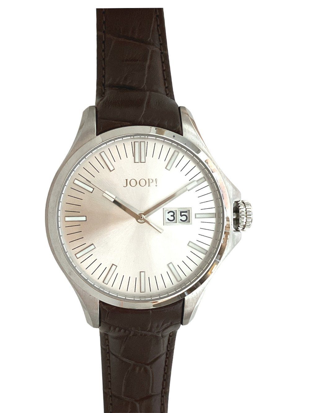 JOOP! Quarzuhr JP11Q1SS0102, Fluoreszierende Indexe und Zeiger, Edelstahlgehäuse, Tagesdatum