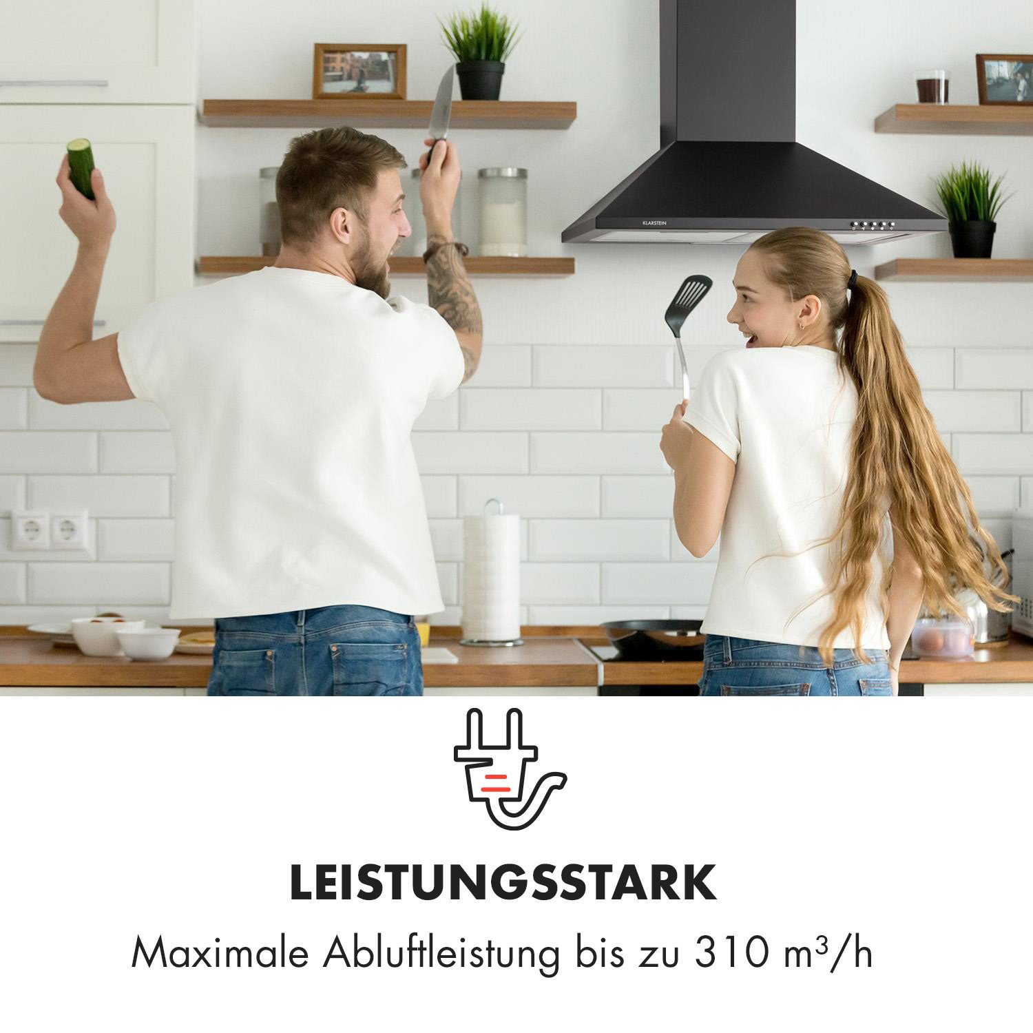Klarstein Deckenhaube Zugspitze Zugspitze, Dunstabzugshaube Wandhaube 65W 310m³/h LED