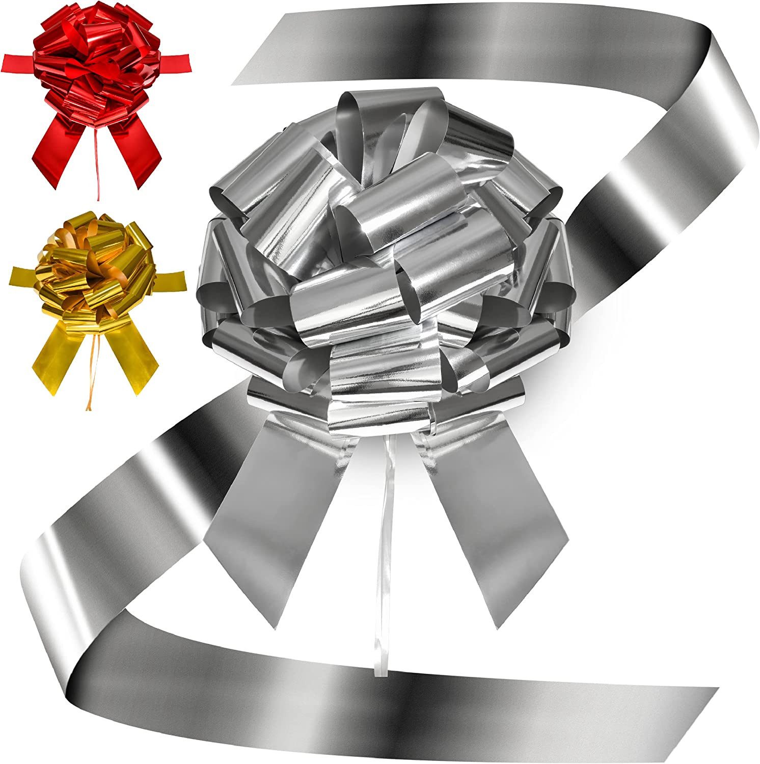Praknu Weihnachtsbaumschleife Große Silberne Geschenkschleife XXL (1-tlg), Riesen Groß Schleife Wiederverwendbar - Leichter & schneller Aufbau