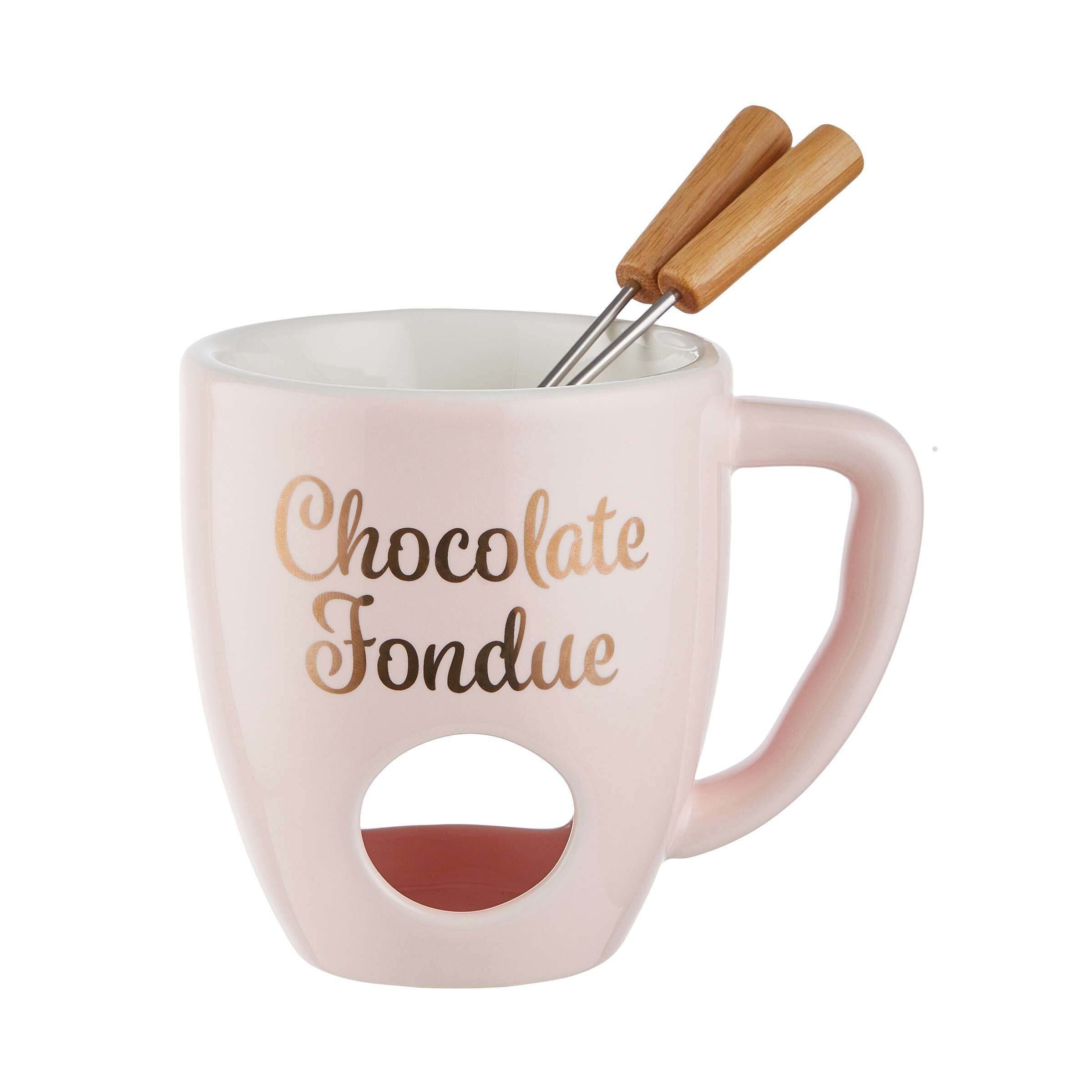 CHOCOLATE Tasse FONDUE Fondue 2 BUTLERS mit Rosa Gabeln