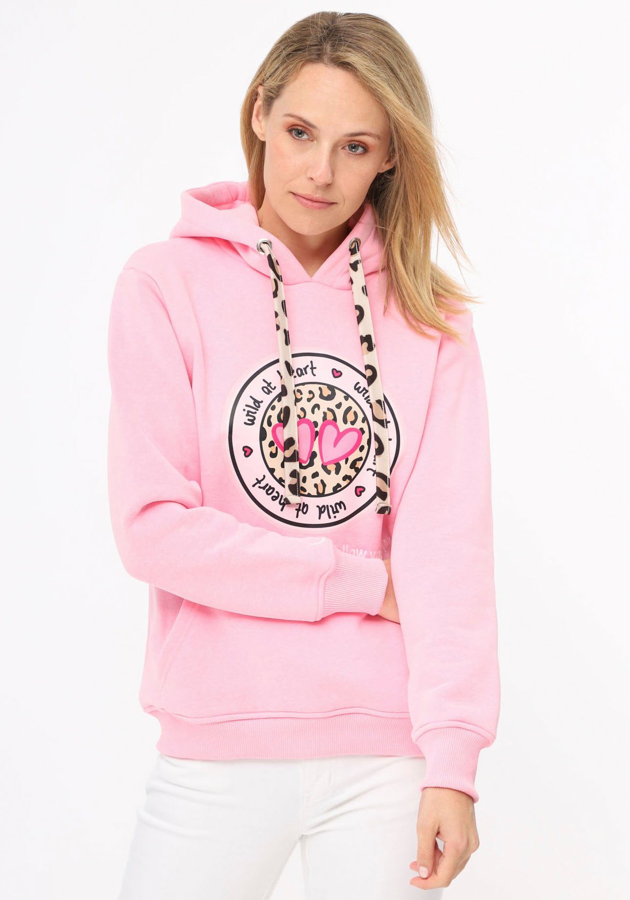 Zwillingsherz Hoodie Kapuze, Langarm, Kängurutasche, Leo-Details, günstig online kaufen