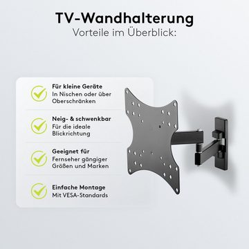 Goobay TV-Wandhalterung Basic FULLMOTION (S) TV-Wandhalterung, (bis 42,00 Zoll, inkl. Zubehör, 15 kg Traglast / 10° neigbar & 90° schwenkbar / Schwarz)