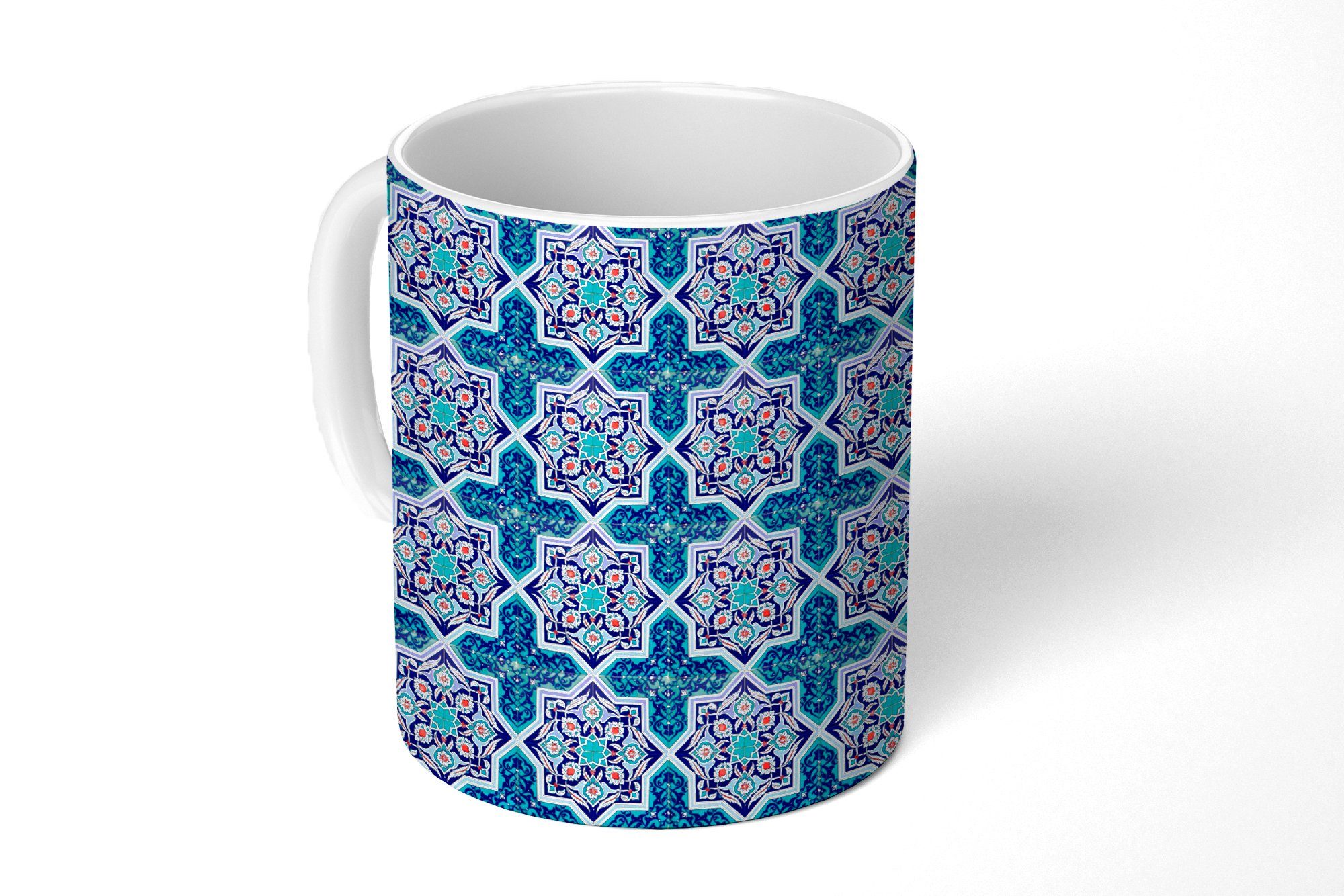 MuchoWow Tasse Ein marokkanisches Mosaikfliesenmuster, bei dem hauptsächlich die, Keramik, Kaffeetassen, Teetasse, Becher, Teetasse, Geschenk | Tassen