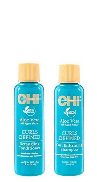 CHI Haarpflege-Set CHI Aloe Vera Curls Reiseset Conditioner 30 ml + Shampoo 30 ml, 2-tlg.