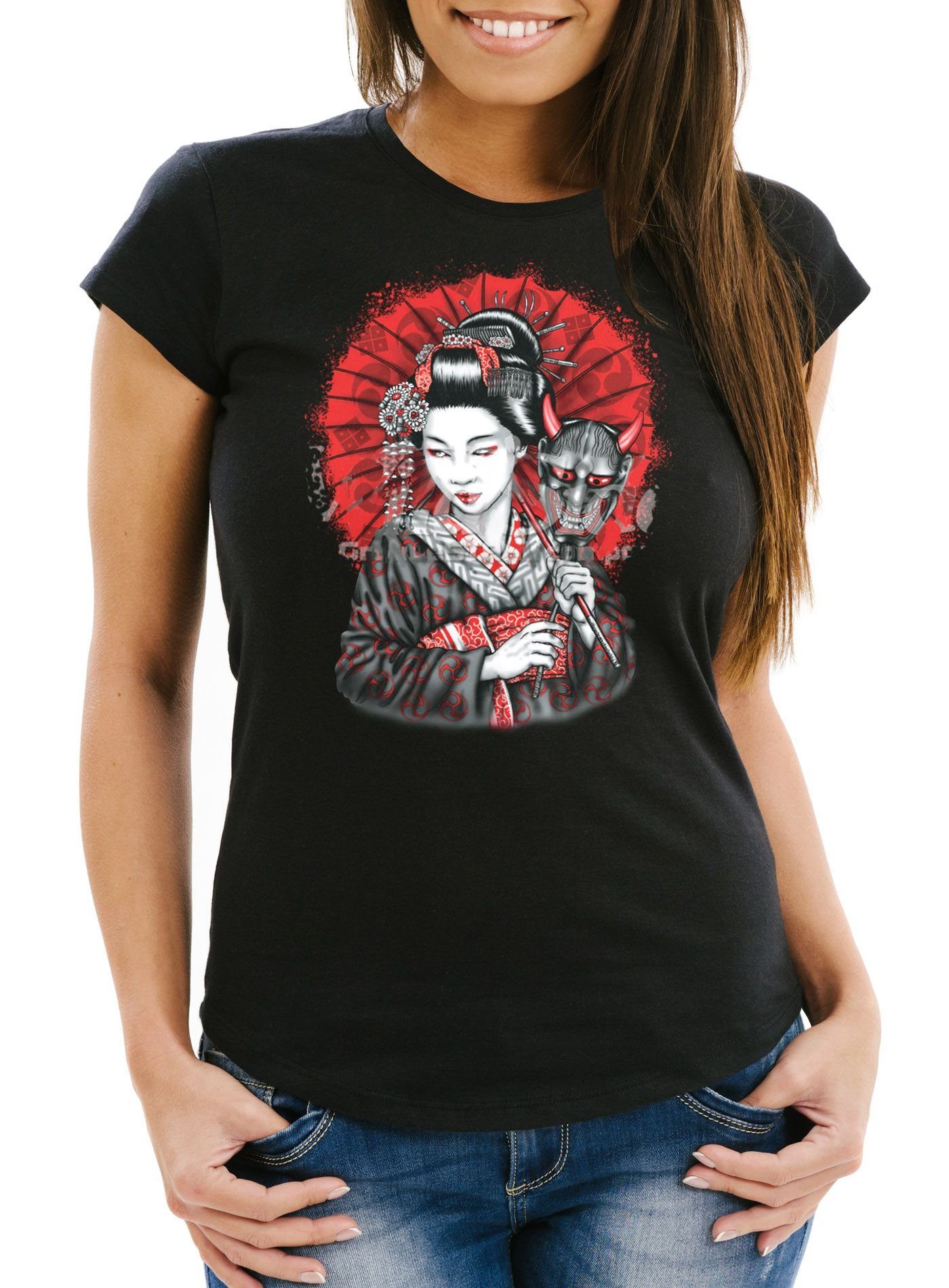 Print-Shirt Damen T-Shirt Japan Slim Fit Neverless®