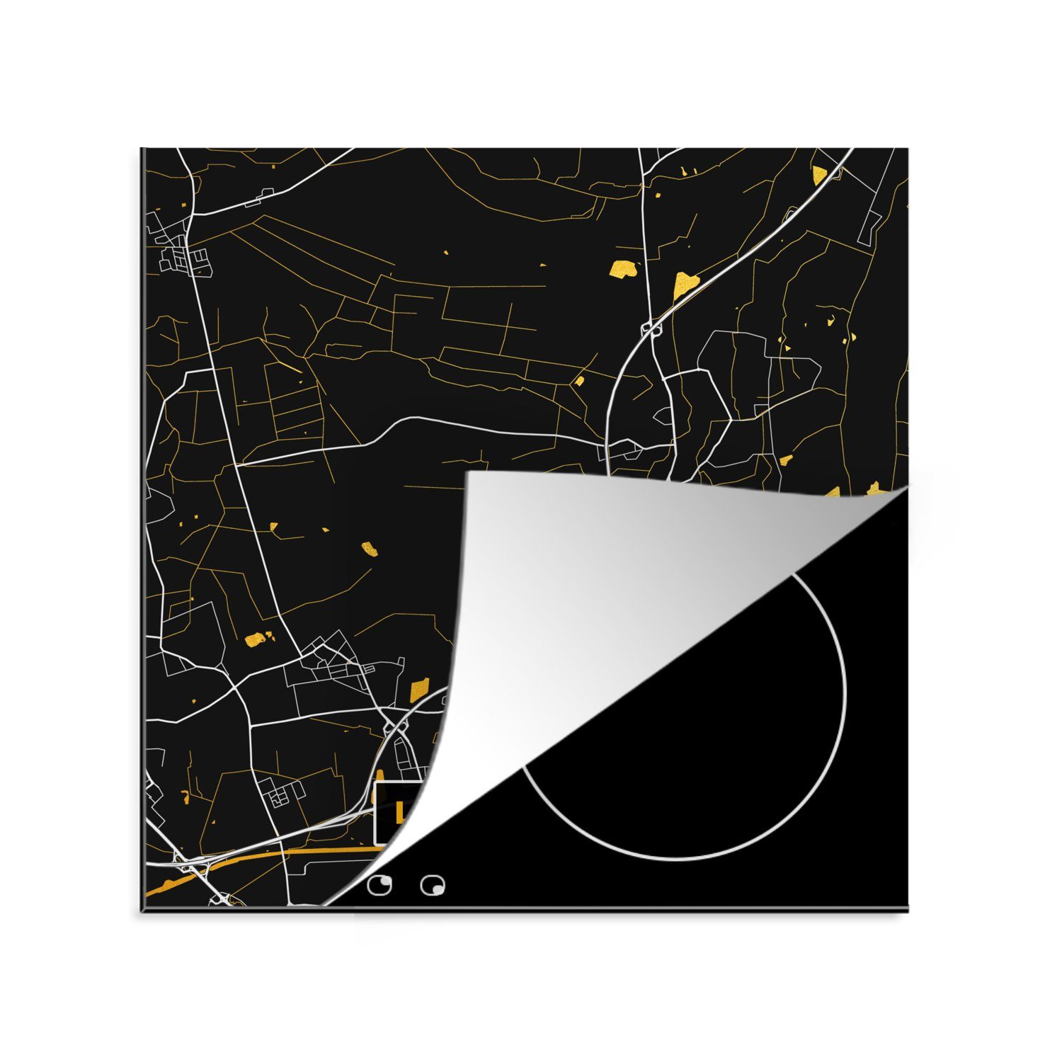 Deutschland Stadtplan (1 Herdblende-/Abdeckplatte Gold - MuchoWow - küche - - tlg), Vinyl, für Langenhagen - Arbeitsplatte Karte Ceranfeldabdeckung, cm, Karte, 78x78