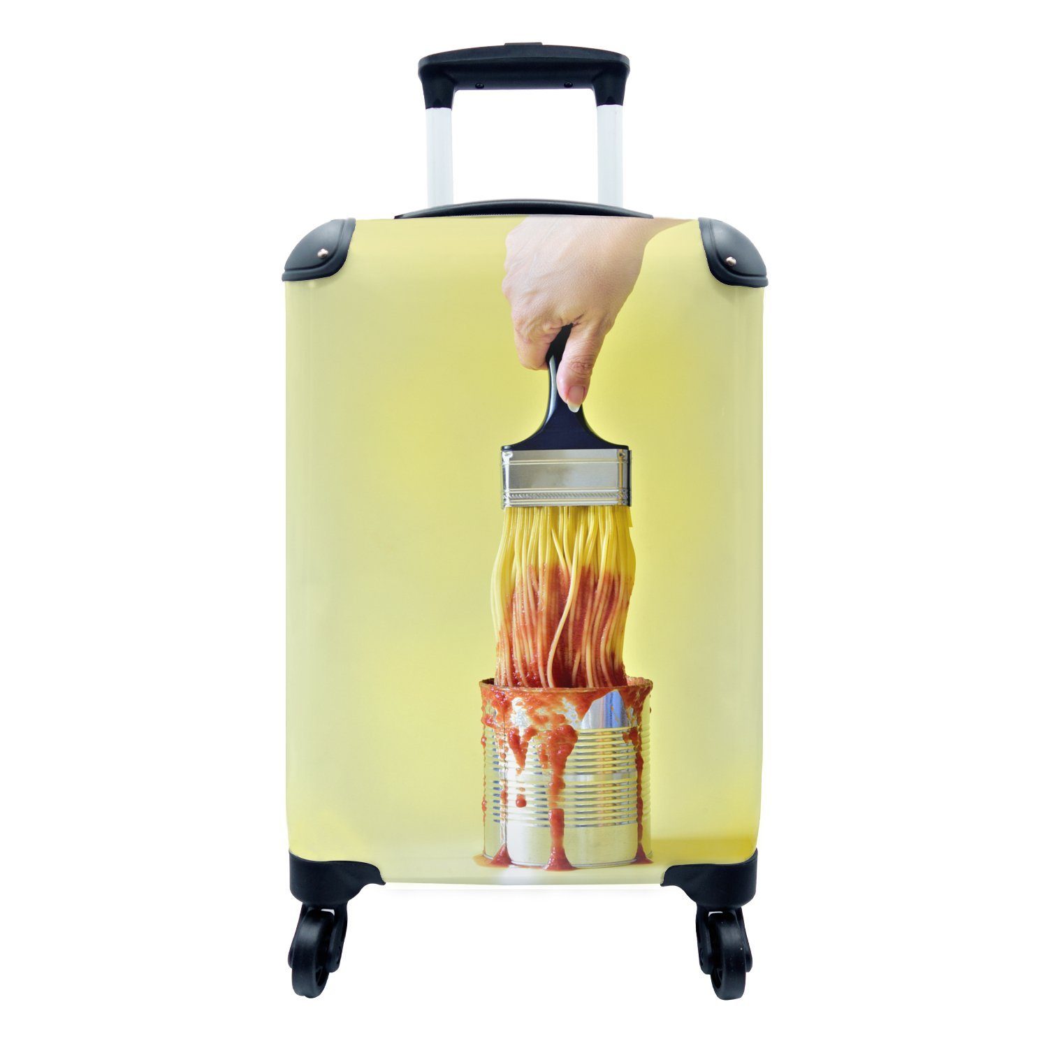 MuchoWow Handgepäckkoffer Färben mit Spaghetti und roter Soße, 4 Rollen, Reisetasche mit rollen, Handgepäck für Ferien, Trolley, Reisekoffer