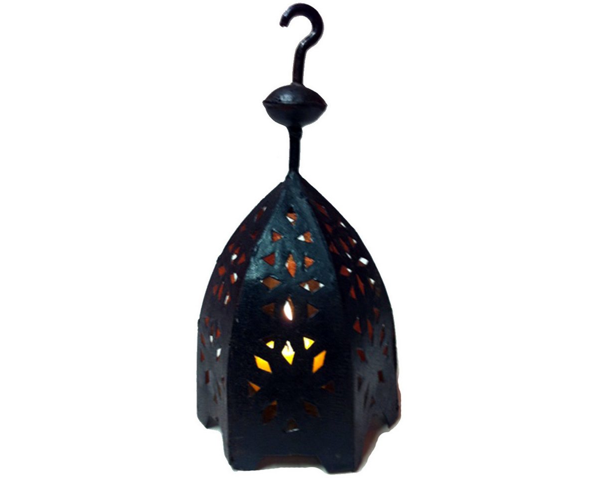 Marrakesch Orient & Mediterran Interior Kerzenlaterne Marokkanische Laterne Sliman handgefertigt aus Eisen in Schwarz, 30 cm (1 St), Handarbeit