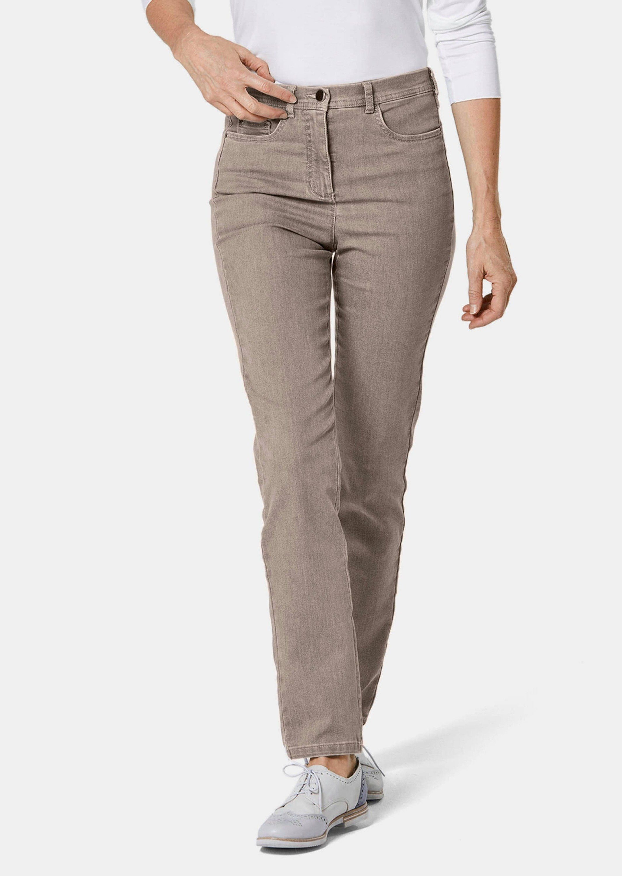 High-Stretch-Jeanshose Jeans Bequeme Bequeme Kurzgröße: taupe GOLDNER