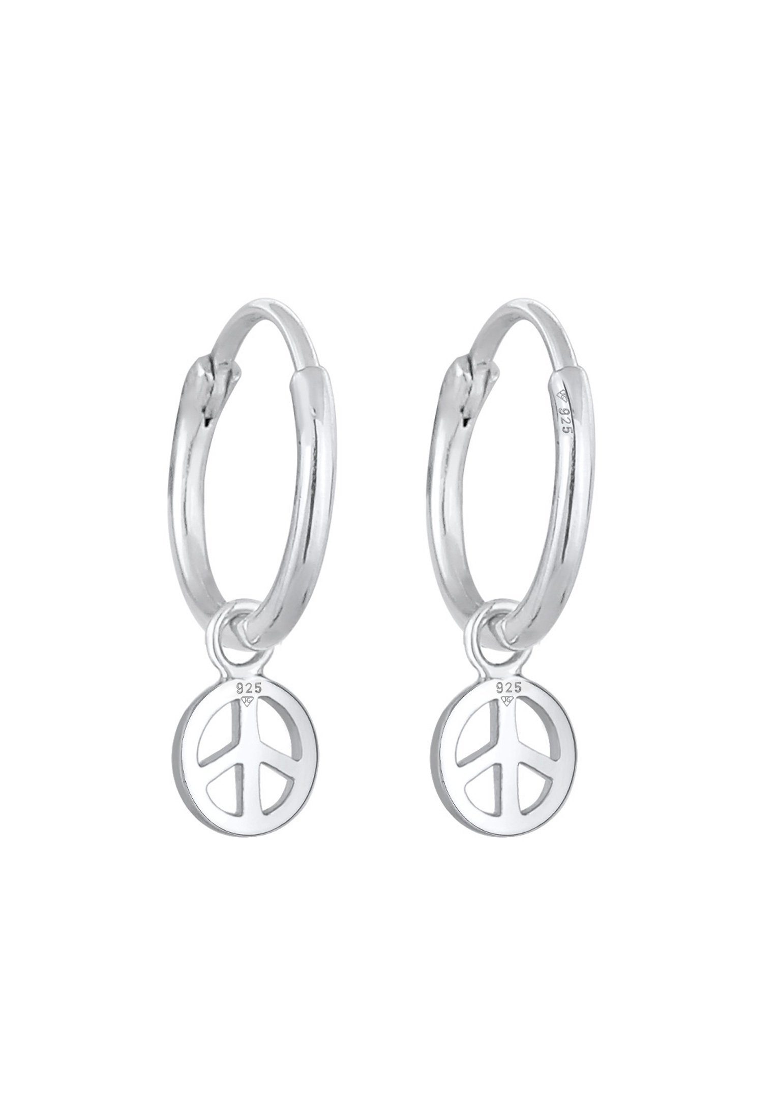 Elli Paar Boho Silber Peace Creolen 925 Symbol Creolen