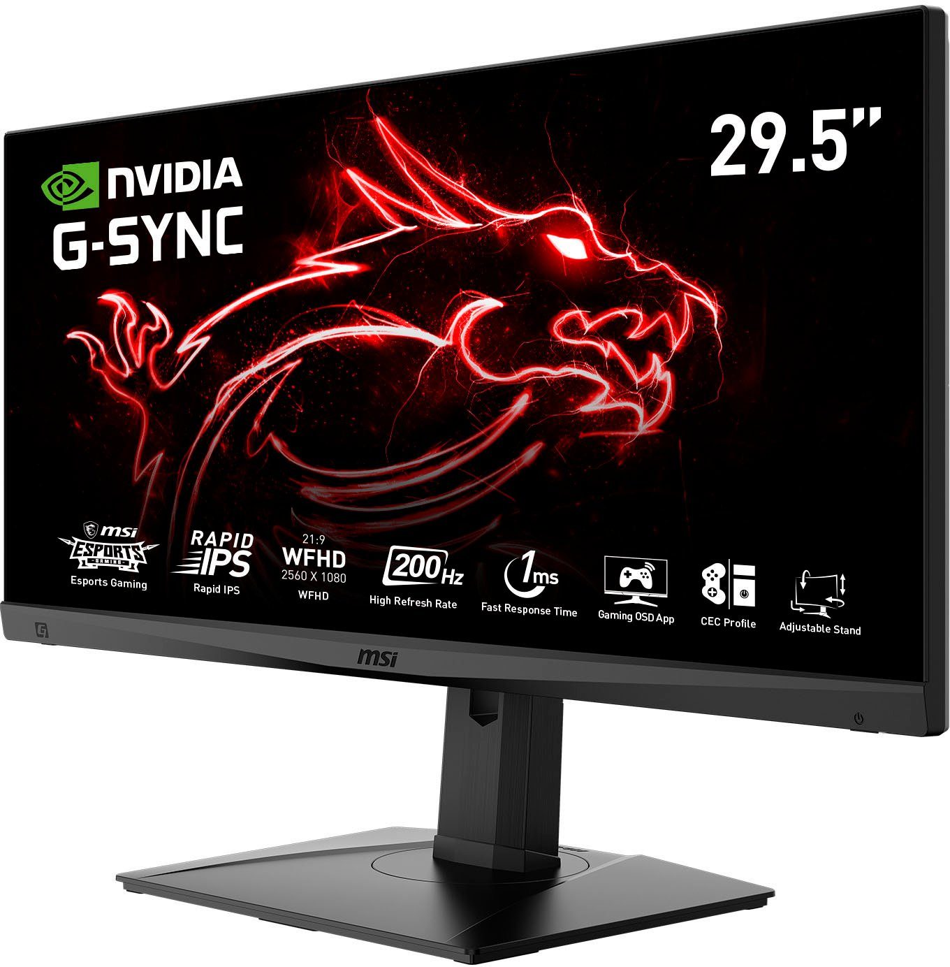 MSI Optix MAG301RF Gaming-Monitor (75 cm/29,5 ", 2560 x 1080 px, WFHD, 1 ms Reaktionszeit, 200 Hz, VA LED, 3 Jahre Herstellergarantie, höhenverstellbar, USB-C)