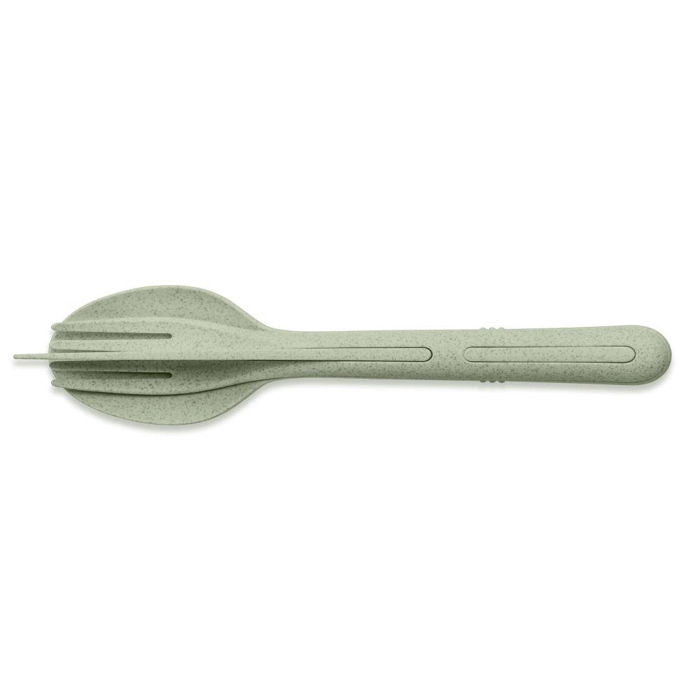 KOZIOL Besteck-Set Klikk 3-tlg. Organic Green 22.2cm (3-tlg), Kunststoff, ideal für draußen