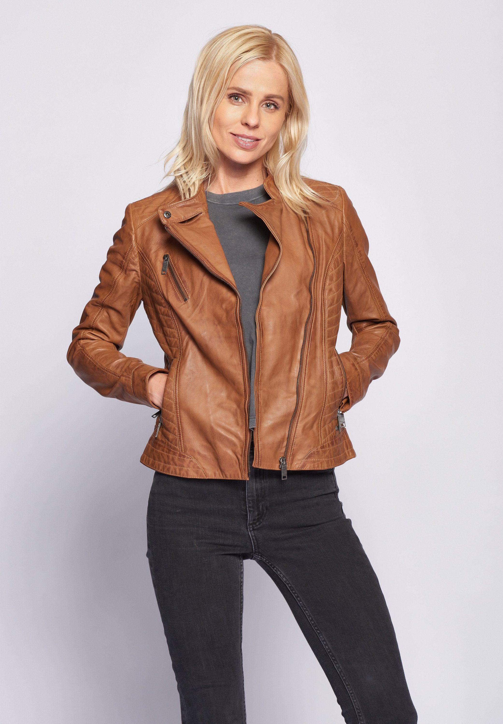 Lederjacke Maze Sally cognac