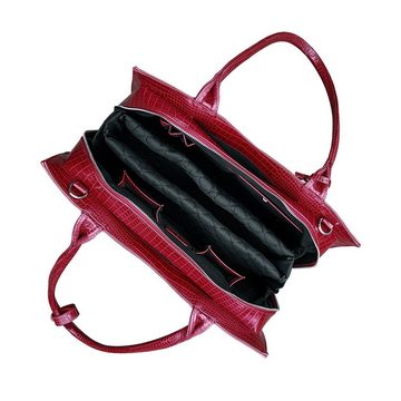SOCHA Laptoptasche Midi Croco Burgundy 14 Zoll, elegante Krokotasche für Damen - Vollausstattung - Aktentasche mit Schultergurt