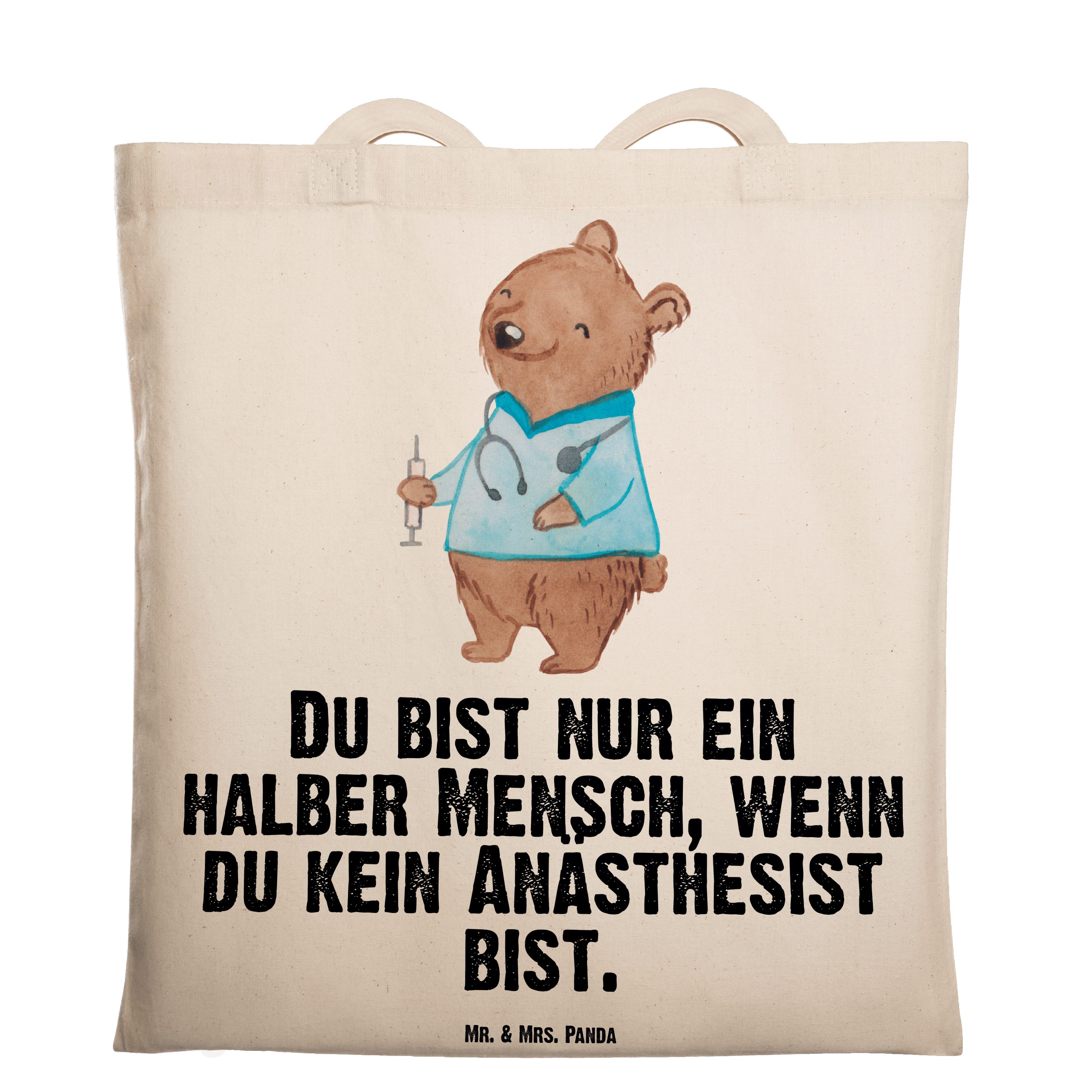 Mr. & Mrs. Panda Tragetasche Anästhesist mit Herz - Transparent - Geschenk, Firma, nach der OP, Ju (1-tlg)