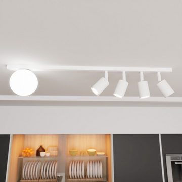 Licht-Erlebnisse Deckenstrahler PAULA, ohne Leuchtmittel, Glas Metall verstellbar Weiß GU10 4-flammig Modern