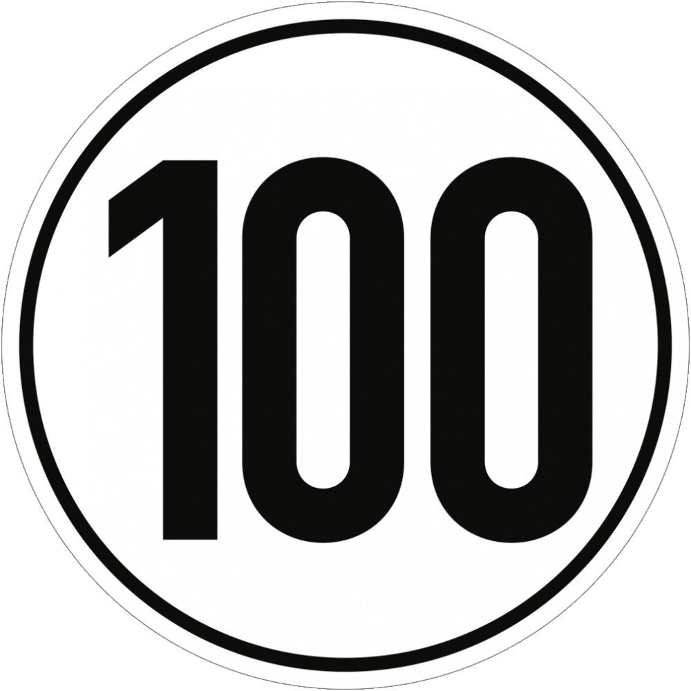 Dreifke Verkehrsschild Aufkleber Geschwindigkeitsschild, 100 km/h, Folie, Ø 200 mm