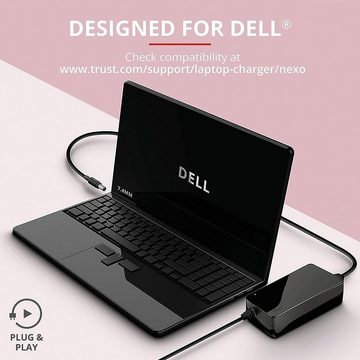 Trust Nexo Laptop Ladegerät Netzteil 90W mit 7.4mm Stecker für Dell Notebook-Netzteil (Smart Protection-System für sicheres, schnelles Aufladen, Plug & Play)