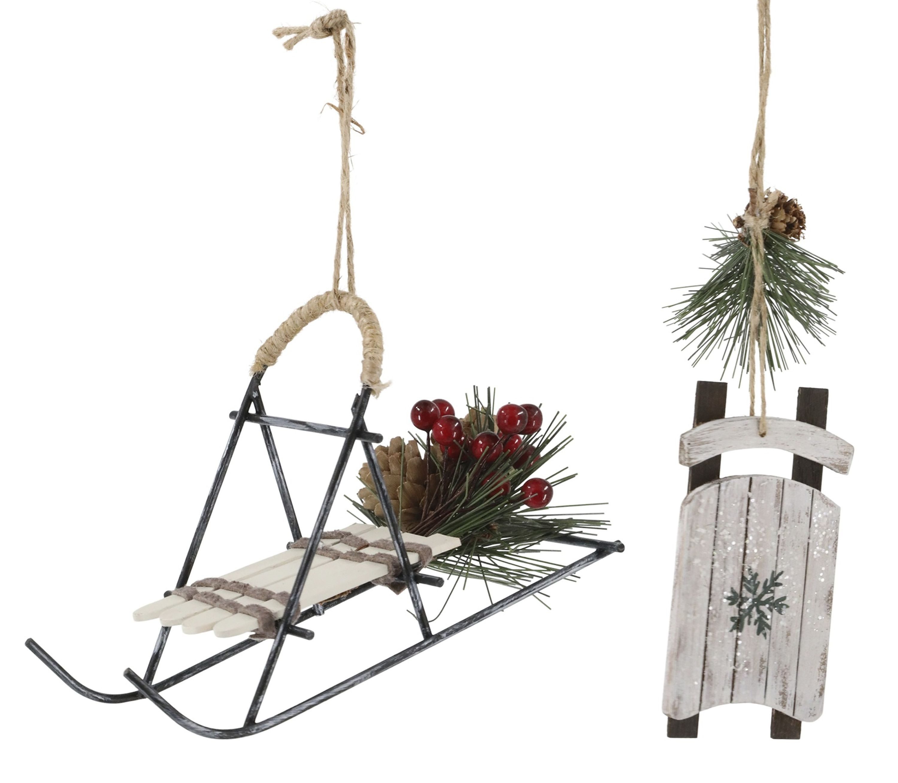 Chic Antique Christbaumschmuck Chic Antique - Weihnachtsschmuck Christbaumkugel Schlitten 2er Set